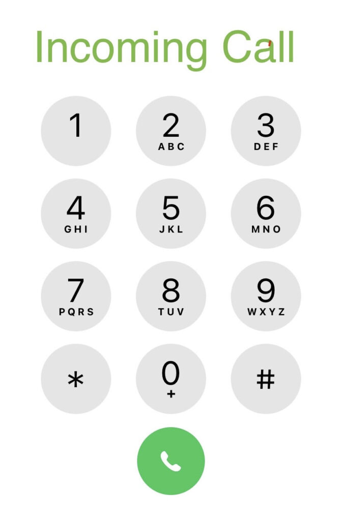 Incoming call on cell phone